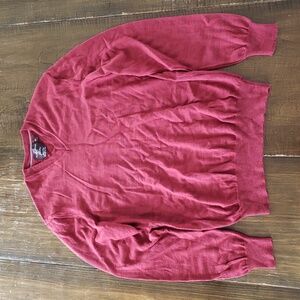 Black Brown 1826 Men's Burgundy V-Neck Sweater